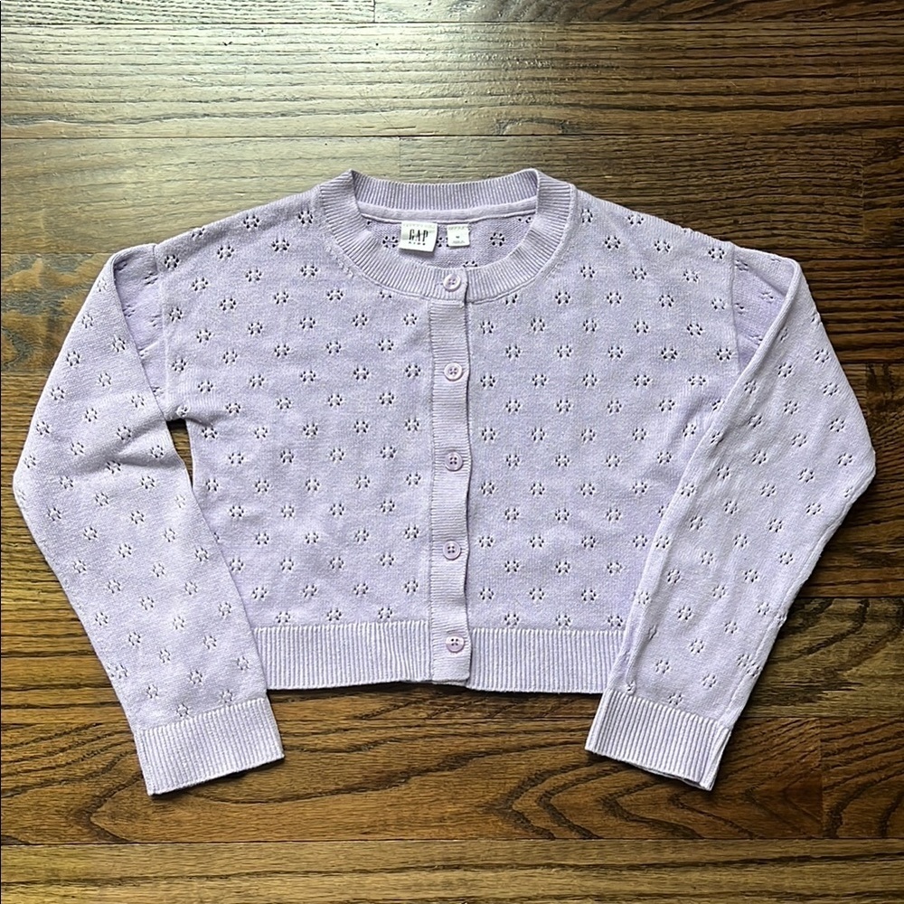 GAP Knit Girl Cardigan Purple Size 8 Medium - Picture 2 of 14